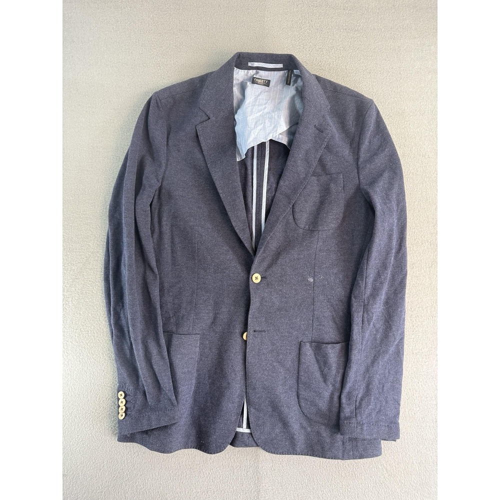 Faherty Blazer Mens M Blue Tweed Two Button Patch Pocket Casual Jacket Reserve